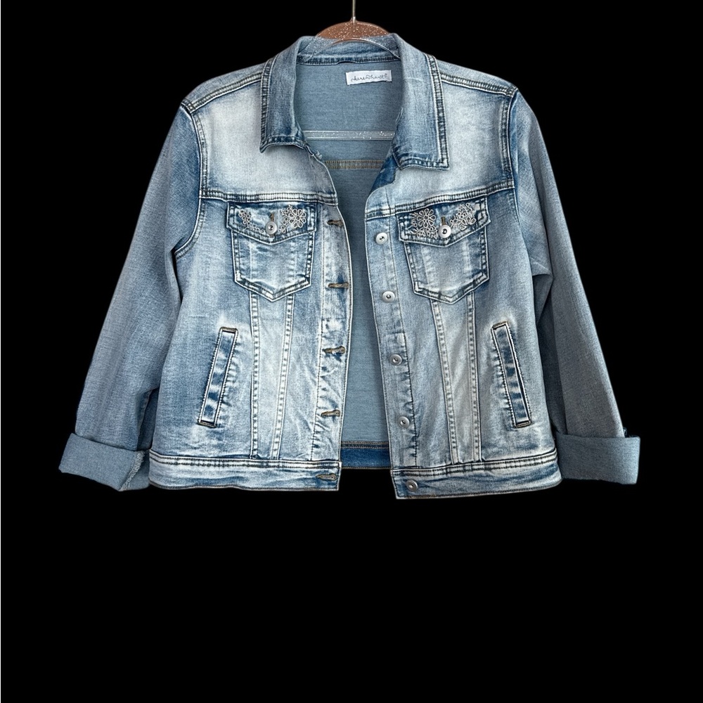 Boutique Light Blue Denim Jean Jacket Stretch